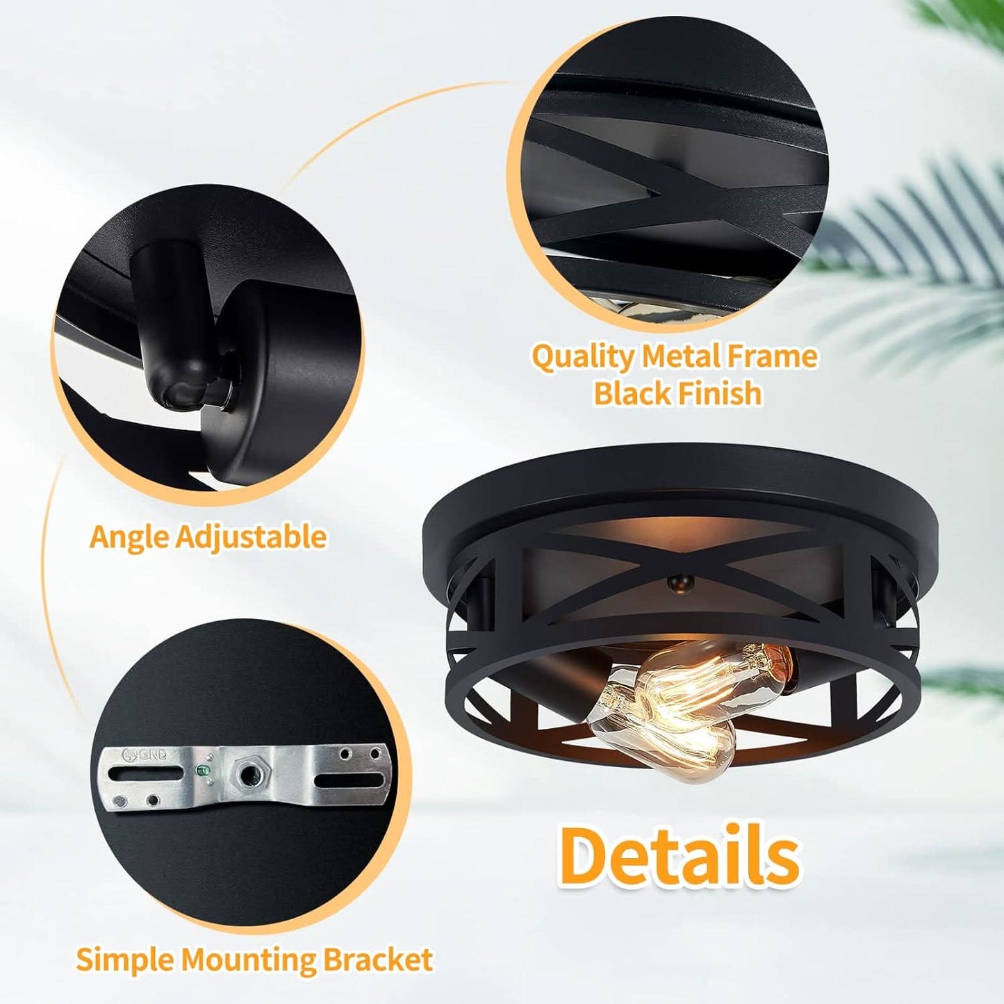AOZTOMLUX - 2 Pack Black Industrial Flush Mount Ceiling Lights