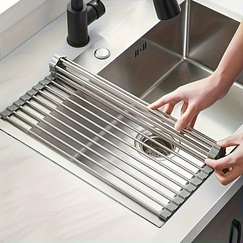 ROLLSINK – Égouttoir à vaisselle en acier inoxydable enroulable