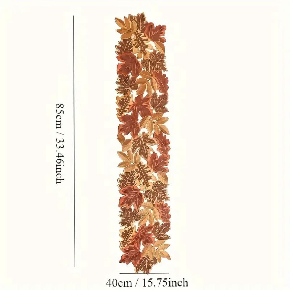 Autumn Leaves Table Runner - Elegant Embroidered Fall Dining Decor 6