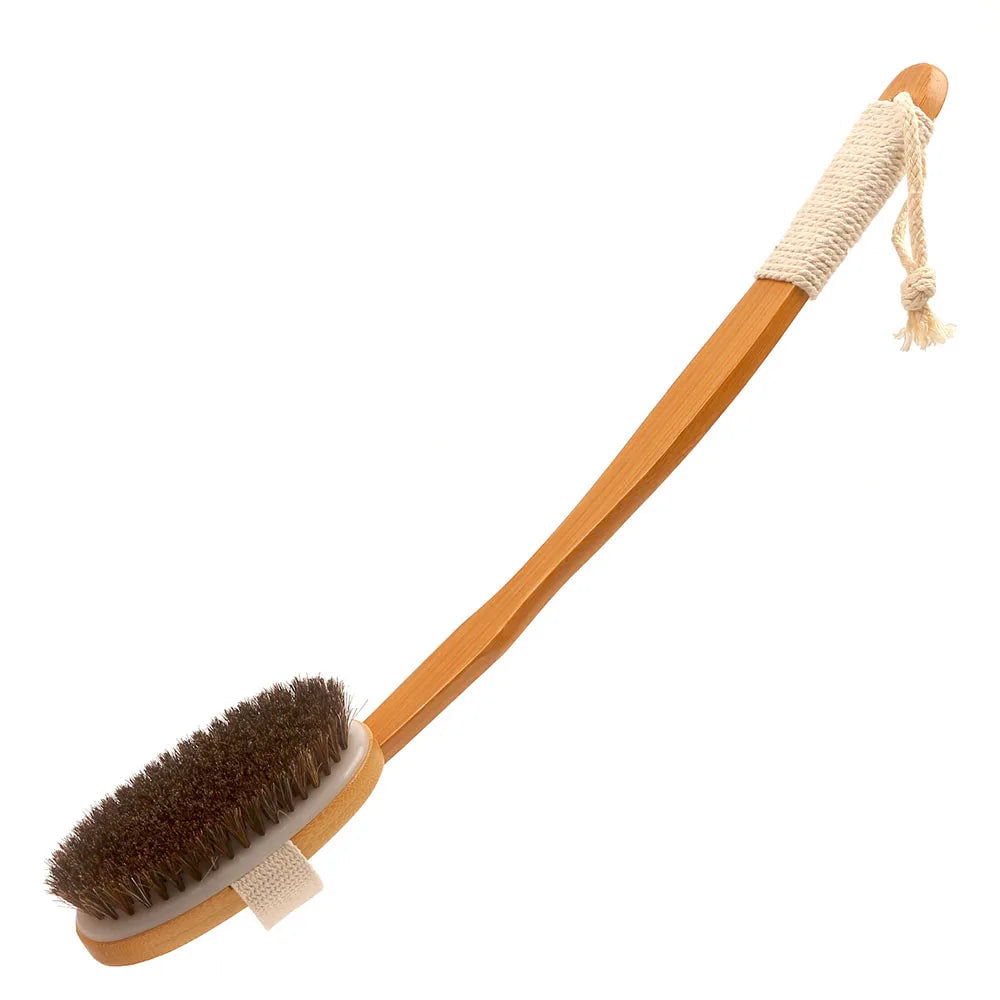 Bamboo Bath Brush - 48cm Curved Handle for Cleaning and Massage 8