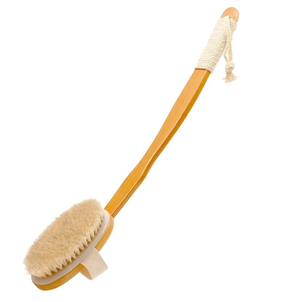 Bamboo Bath Brush - 48cm Curved Handle for Cleaning and Massage 9