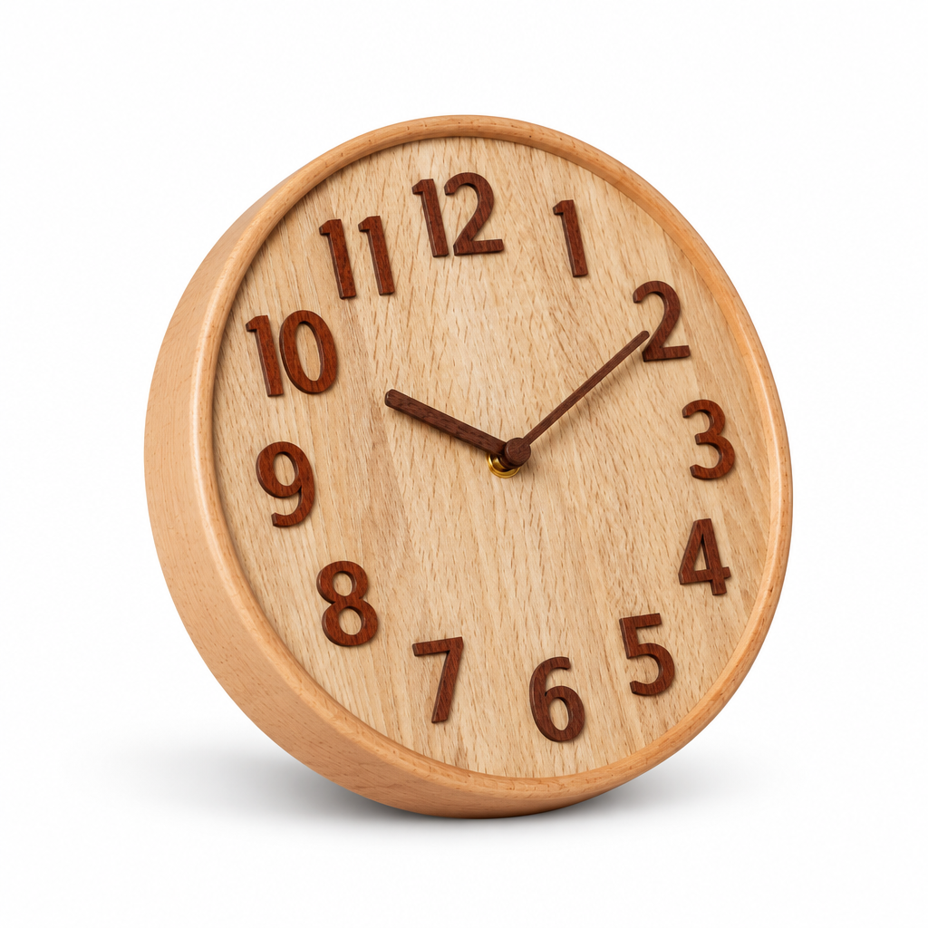 ECHO TIME – Modern Wooden Wall Clock with Silent Movement and Minimalist Natural Design for Elegant Home Decor