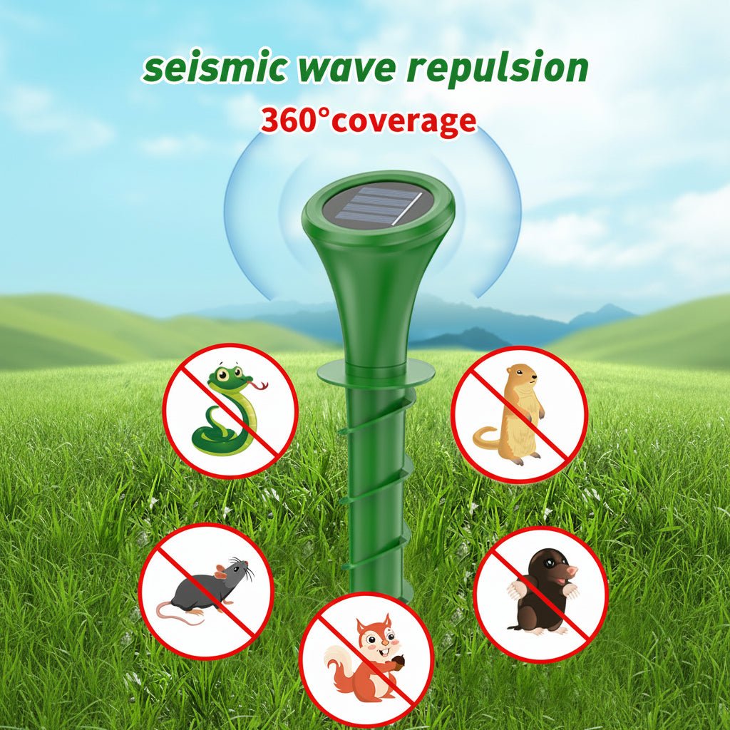 VERDAGUARD – Repelente solar de topos con vibración silenciosa para protección ecológica del jardín