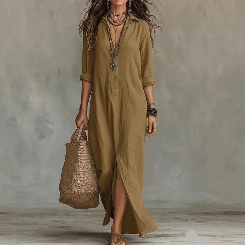 Elegant Boho Maxi Dress for Women - Casual Long Sleeve Beachwear 7