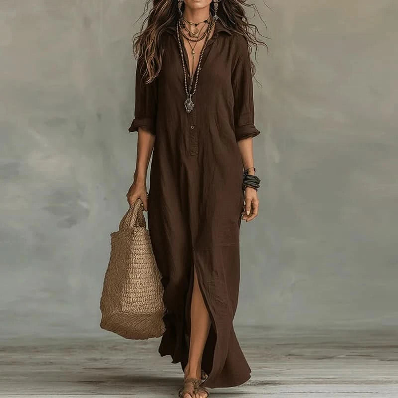 Elegant Boho Maxi Dress for Women - Casual Long Sleeve Beachwear 8