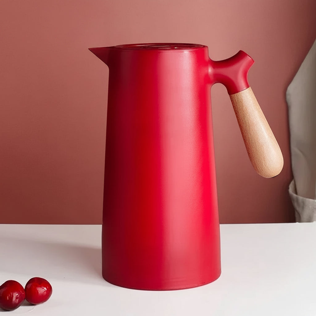 Elegant Insulated Kettle - 1L Hot Water Bottle with Wooden Handle 8