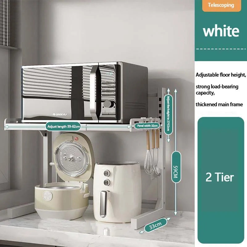 Expandable Kitchen Shelf - Adjustable Metal Storage Organizer for Microwave 8