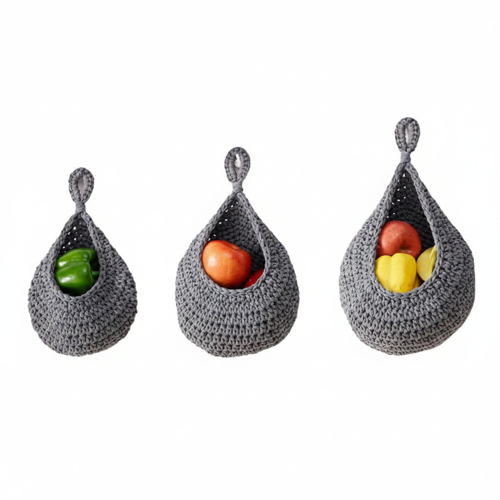 Handmade Jute Hanging Baskets - 3-Piece Wall Storage for Fruits & Vegetables 8