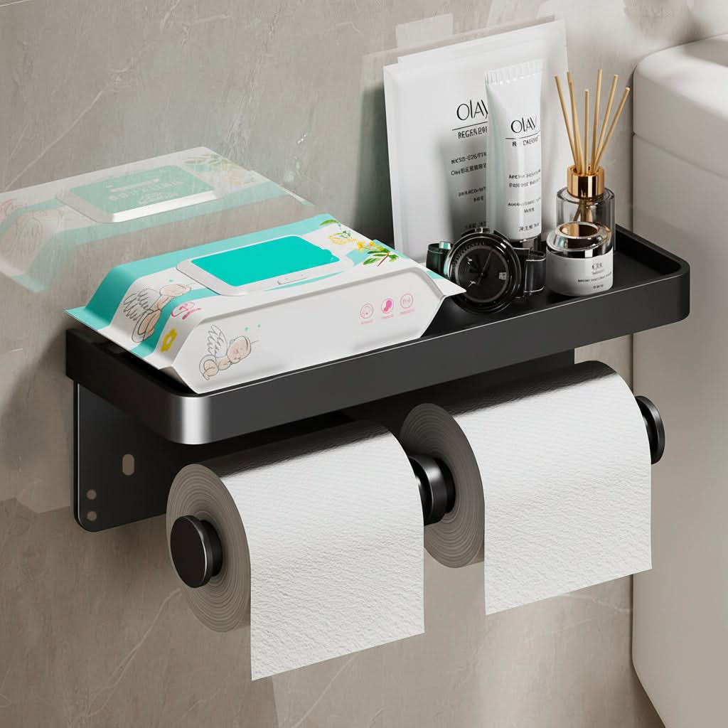 TOILET ROLL – Wandmontierter Toilettenpapierhalter aus Aluminium mit Schubladendesign zur Aufbewahrung