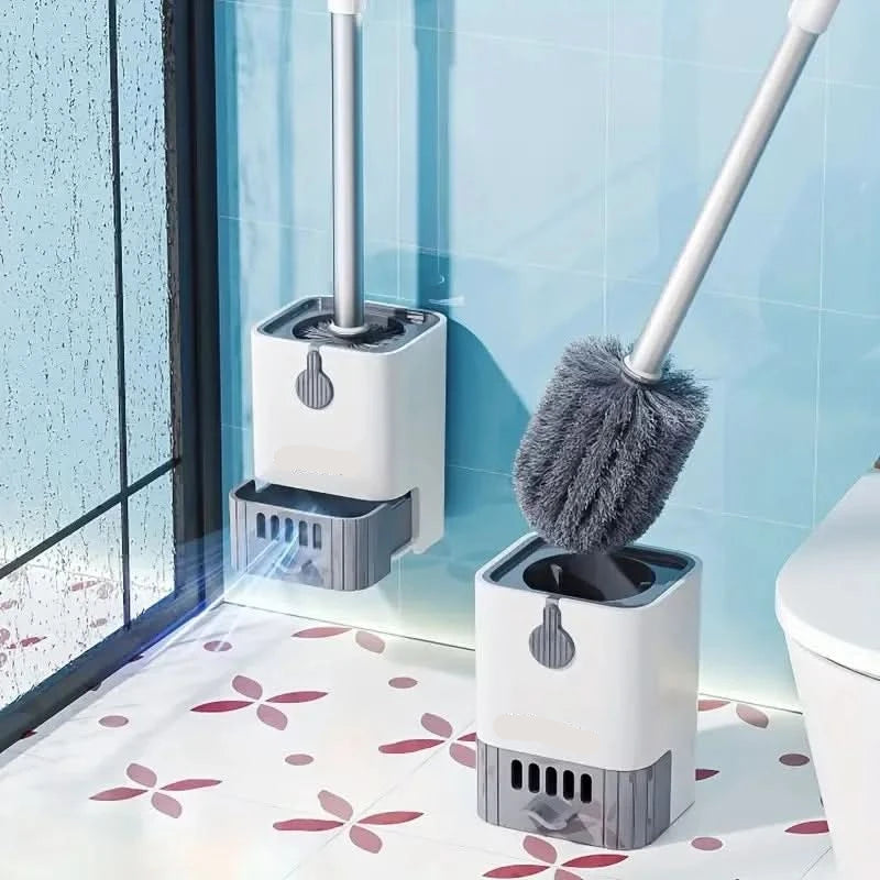 Modern Toilet Brush Set with Holder - Durable PP & Stainless Steel Design 7