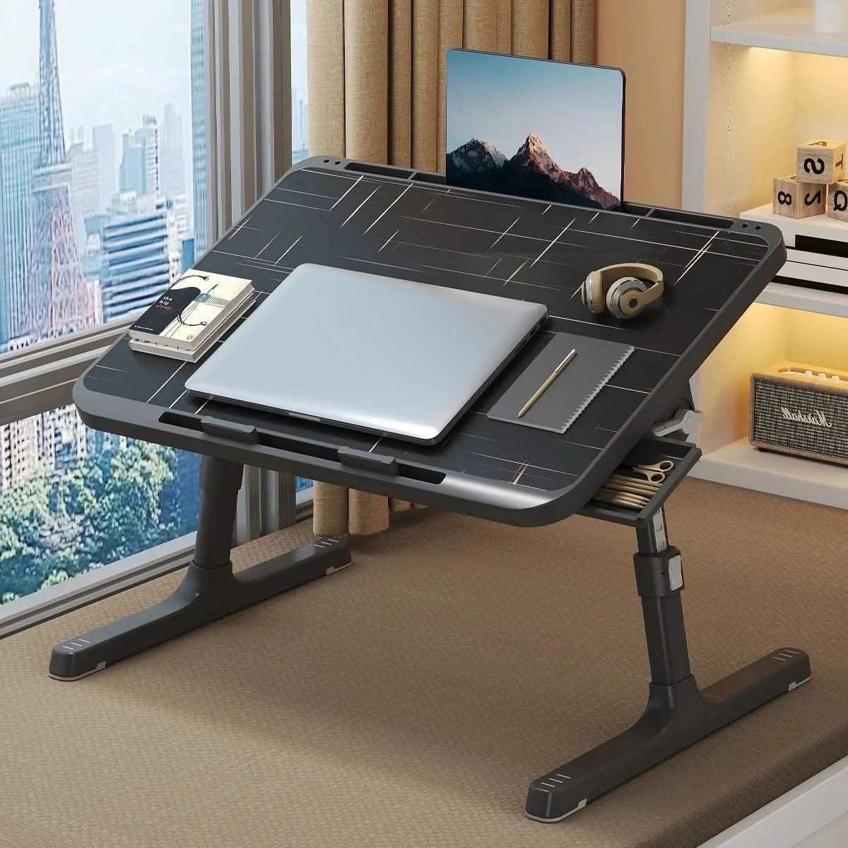 Multi-Purpose Laptop Tray with Adjustable Height, Integrated Drawer & Tablet Slot 6