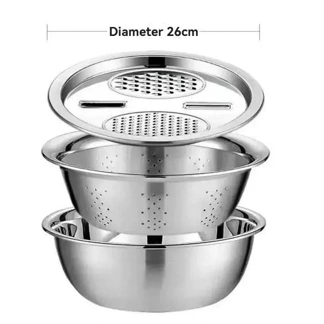 Multifunctional Vegetable Slicer Set - Stainless Steel Potato Slicer & Drain Basket 3