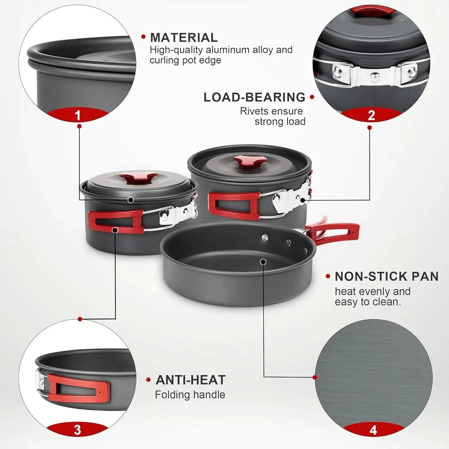 Portable Camping Cookware Set - Lightweight Camping Pots and Pans with Utensils for Outdoor Cooking 5