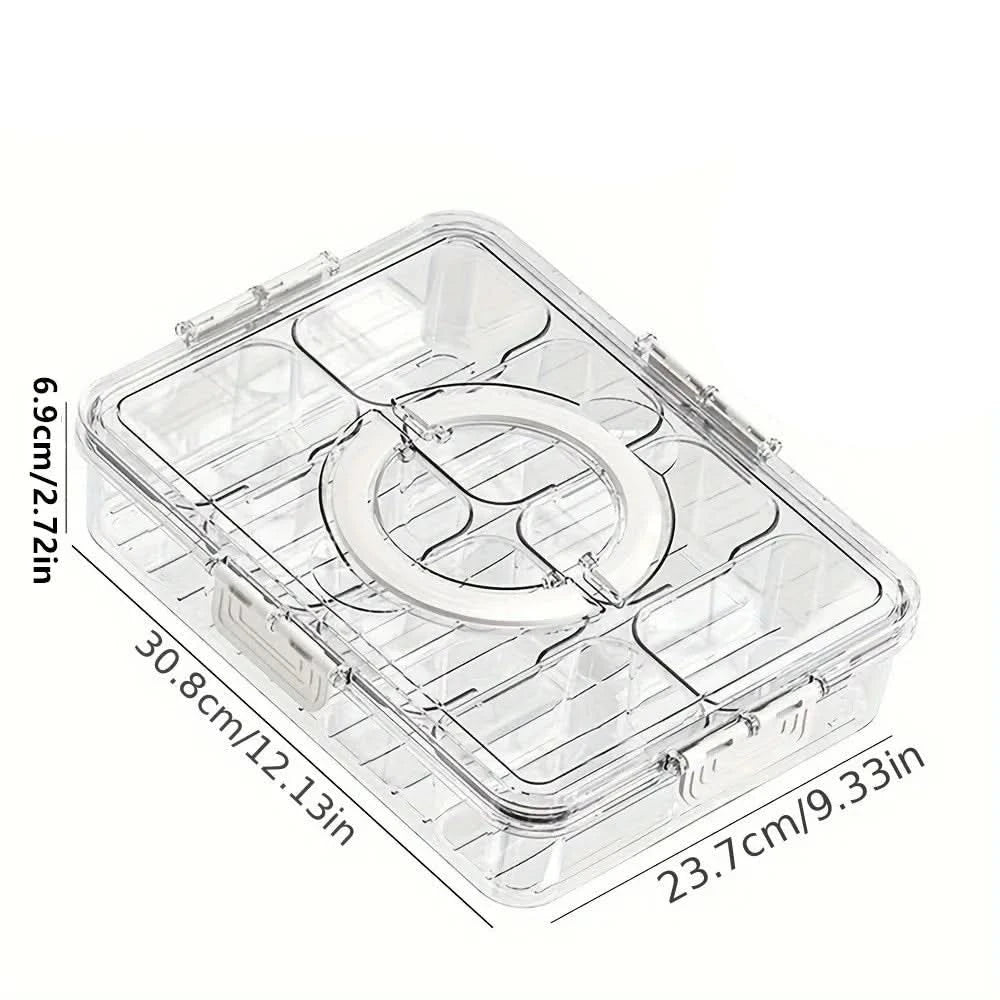 Portable Snack Tray with Lid & Handle - Divided Organizer for Fruits, Nuts, Candy 1