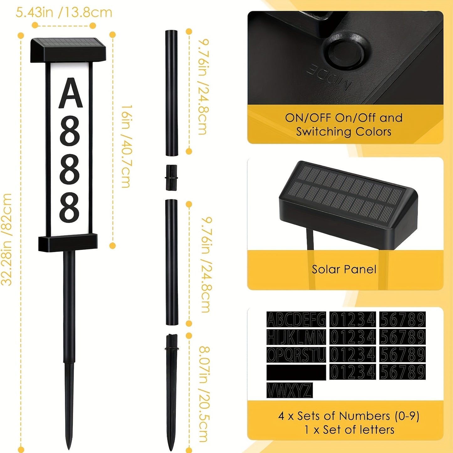 NIGHTBEACON – Solar House Address Sign for Evening Visibility