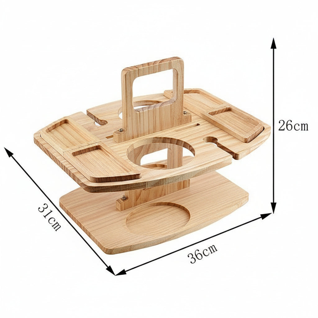 VINEREST – Wooden Picnic Wine Table with Divided Compartments