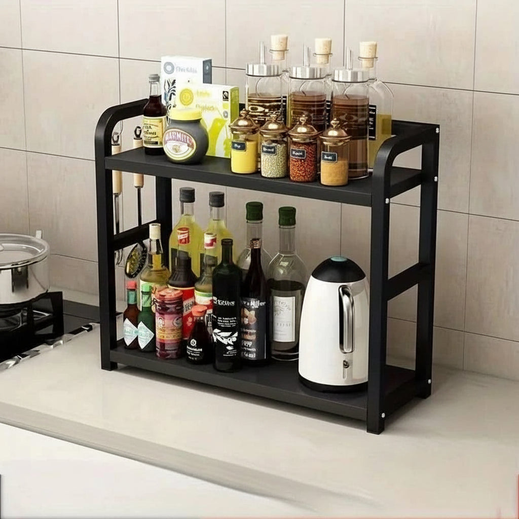 Space-Saving 2-Tier Metal Kitchen Shelf Organizer for Countertop Storage 7