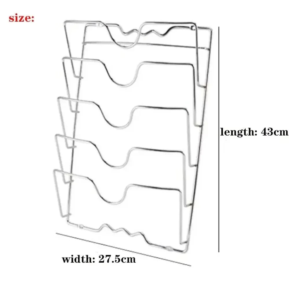 Stainless Steel 5-Tier Wall Mounted Pot Lid Rack & Kitchen Organizer 5