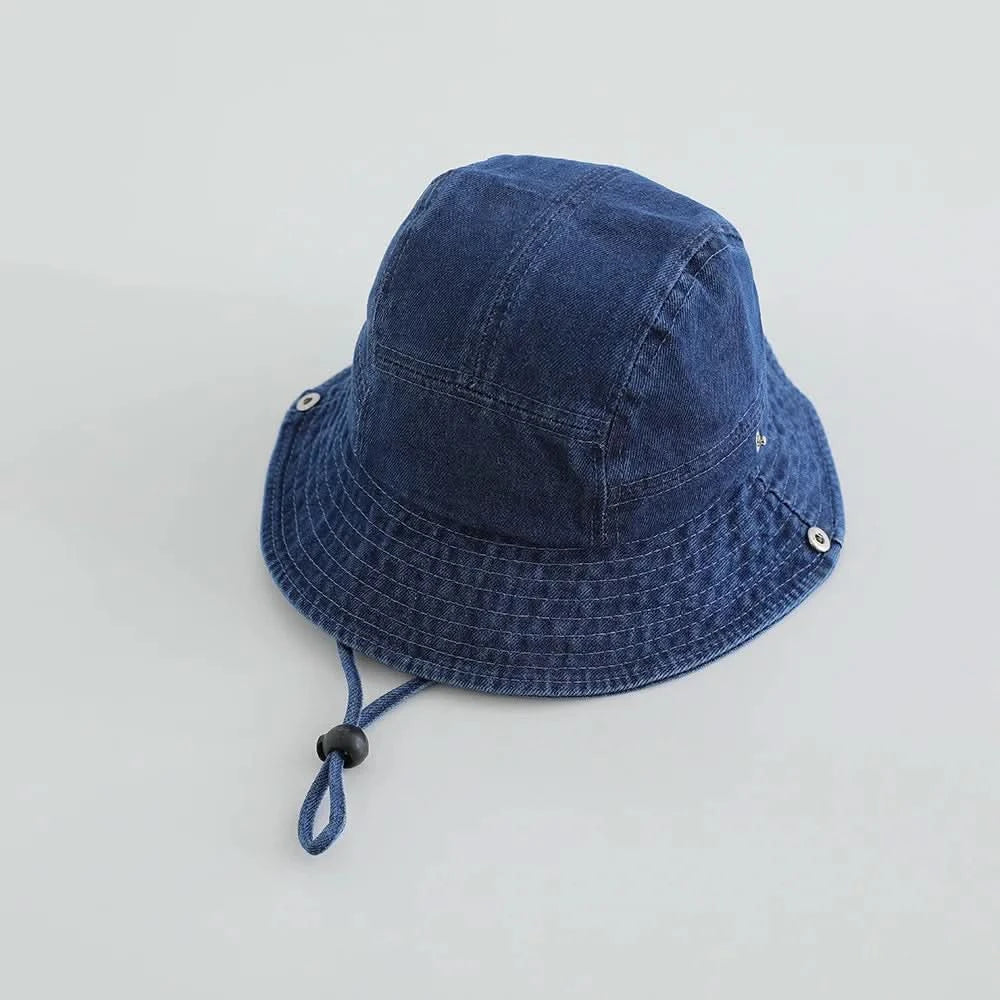 Stylish Kids Washed Denim Bucket Hat - Comfortable Sun Protection for Ages 1-7 8