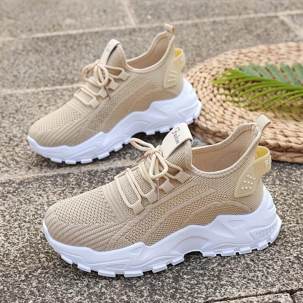 Stylish Women's Casual Knit Sneakers - Breathable & Lightweight Walking Shoes 6
