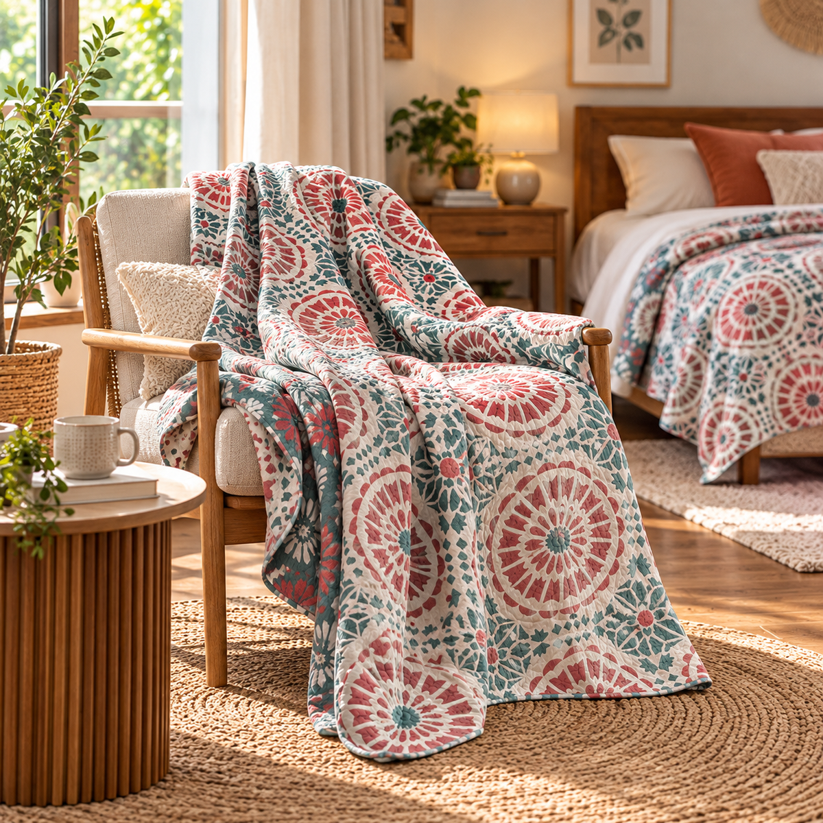 TILEVORA – Reversible Quilted Blanket for Elegant Bedroom Decor