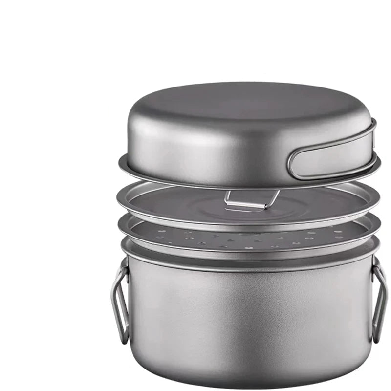 Titanium Adventure - Lightweight Camping Cookware Set with Pots and Pans 5