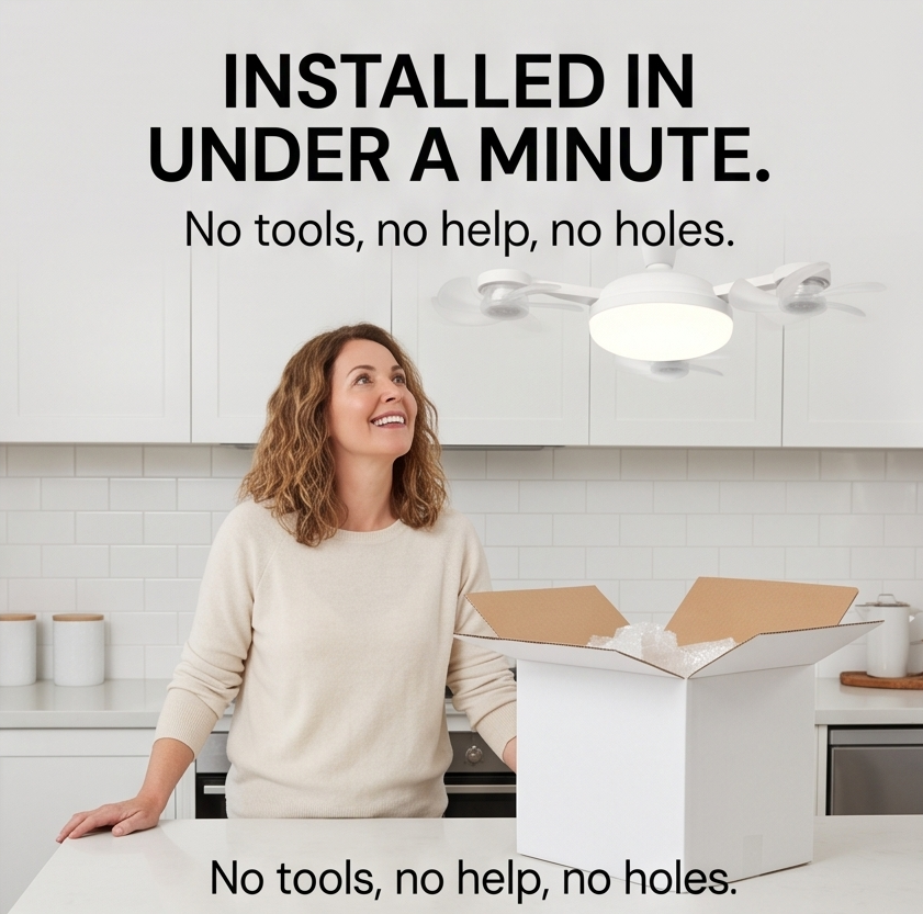 QUADAIR – LED-loftlampe med fire ventilatorer til komfort i hverdagen