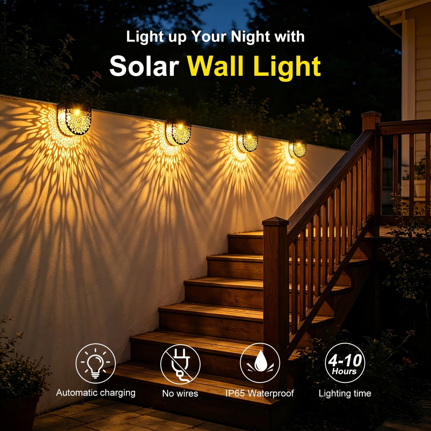 MiraLux - Solar HollowGlow Outdoor Fence Lights 4-Pack