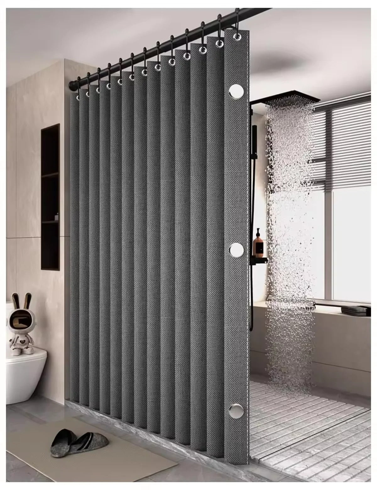 FLEXICURVE – Magnetic Foldable Shower Curtain for Walk-In Bathrooms