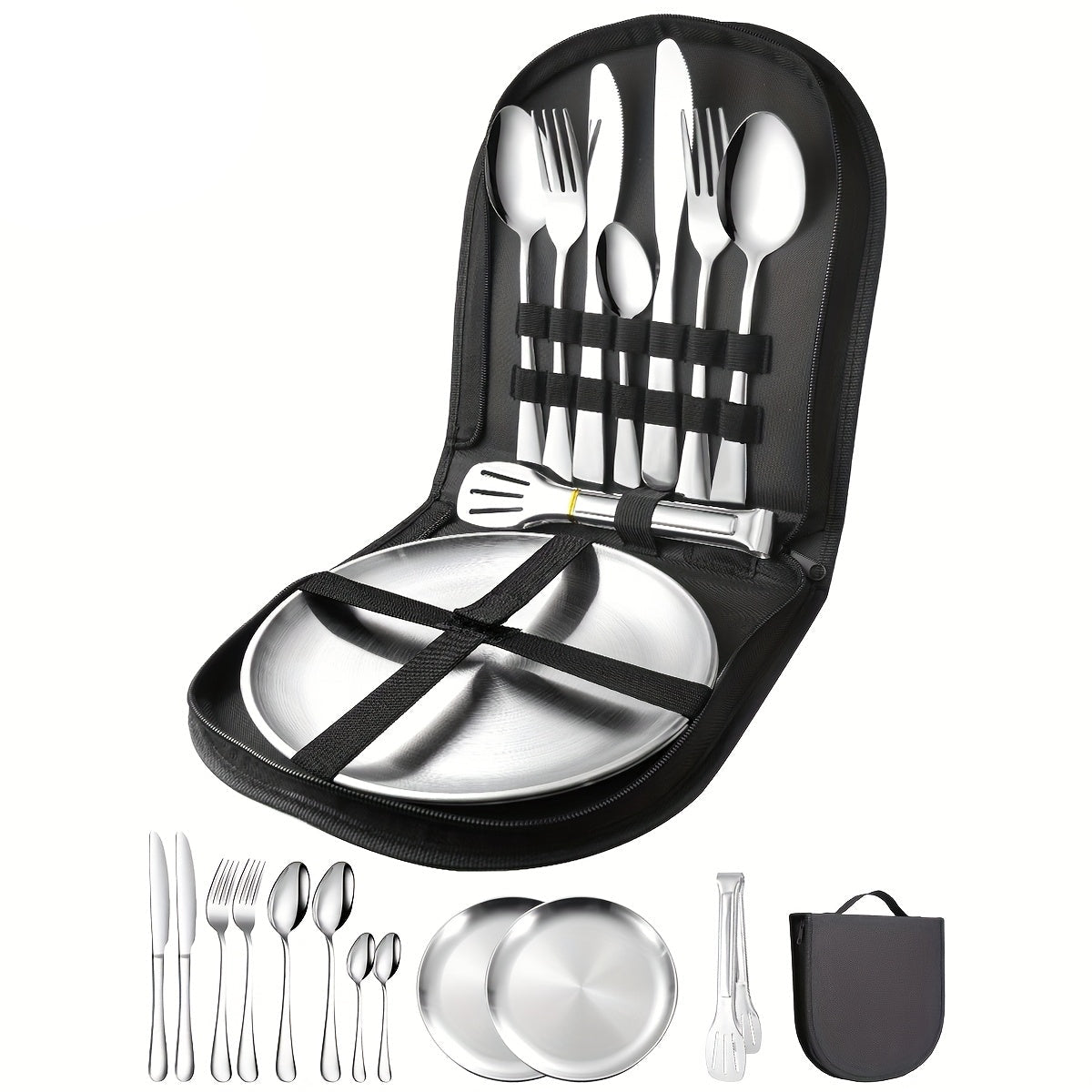 TREKDINE – Ensemble portable de pinces et assiettes pour repas en voyage