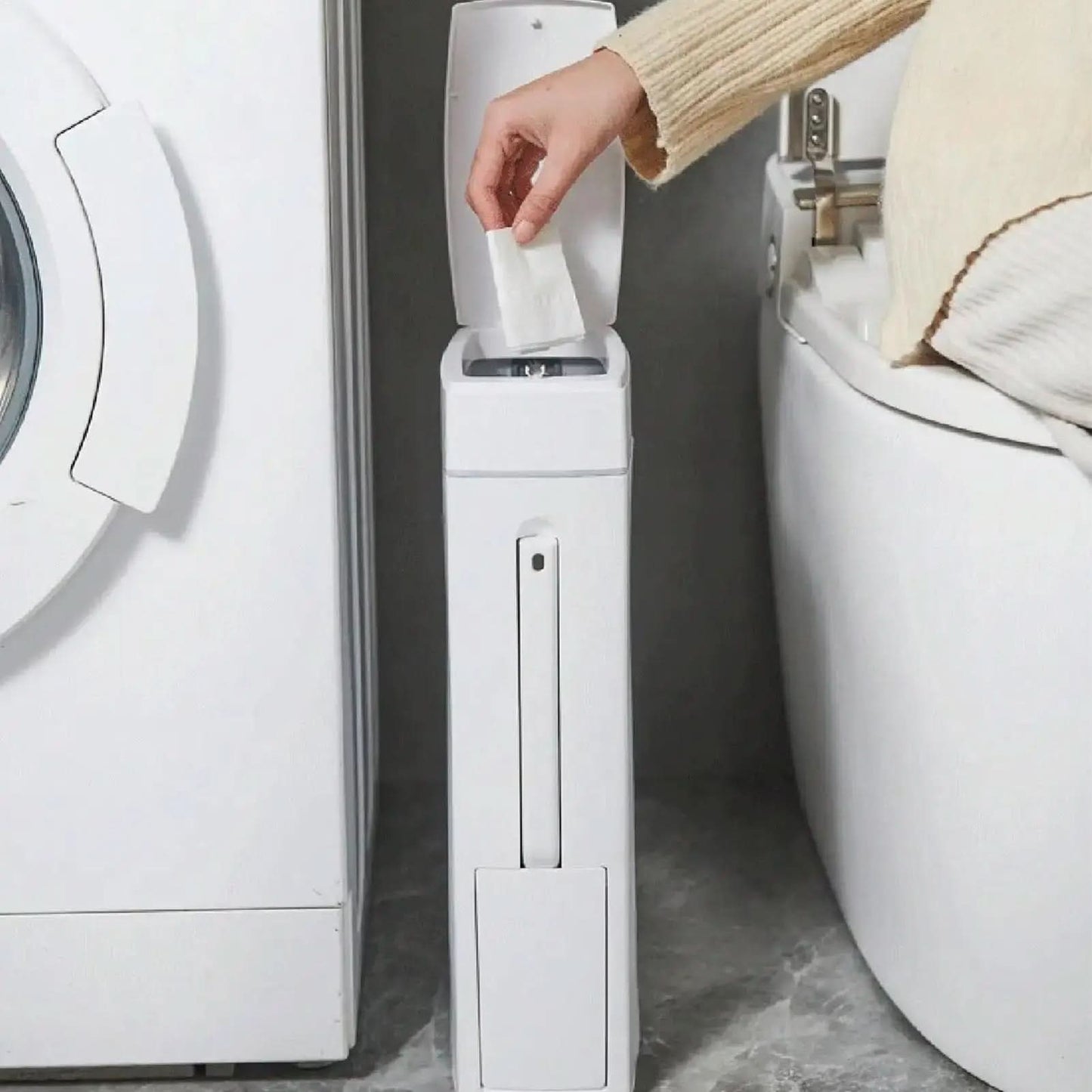 DUOCLEAN – Schlanker Mülleimer mit verstecktem Toilettenbürstenset