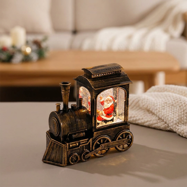 CLAUSGLOBE – Santa Train Snow Globe Lamp for Magical Holiday Ambience