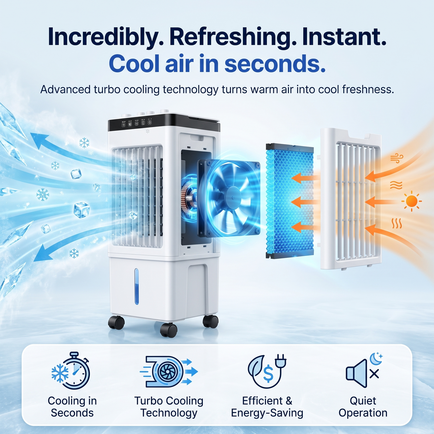 CoolAir Premium - 3-in-1 Portable Air for Cooling, Humidifying & Purifying