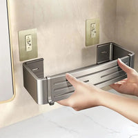 ALUMORA – Organisateur d’étagère de salle de bain en aluminium auto-adhésif