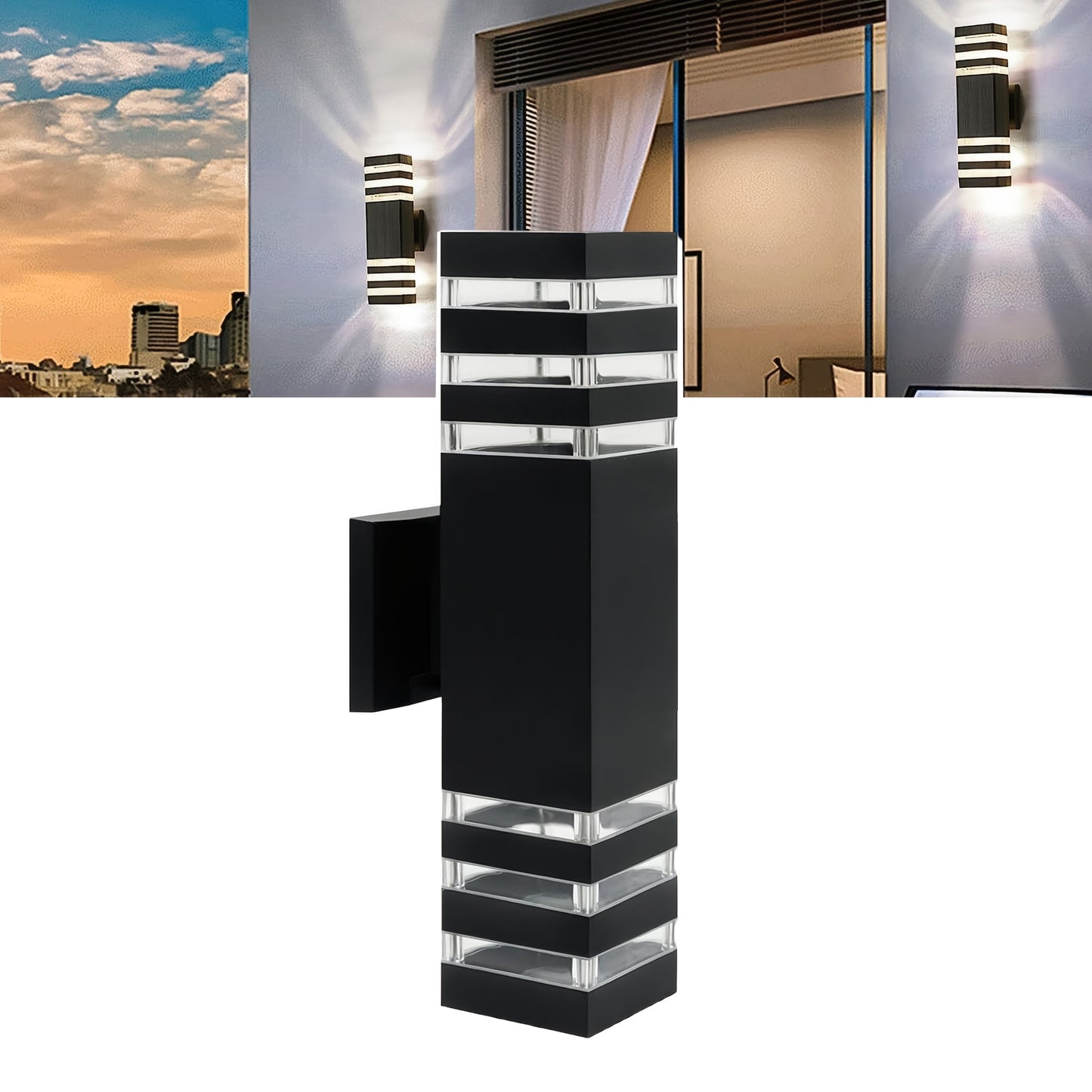 NoirLuma - 3-Layer Square Outdoor Wall Light