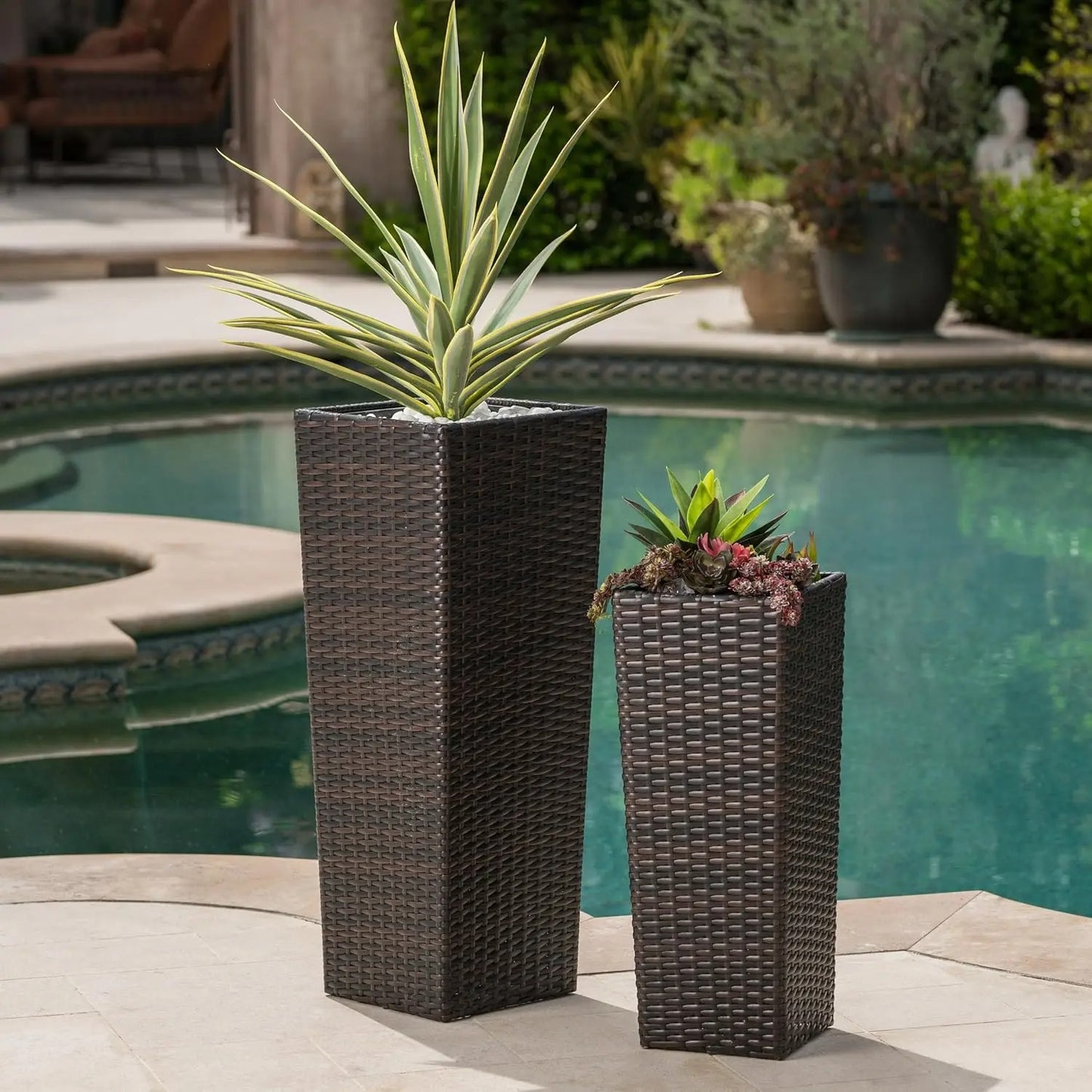RATTANOVA – Ensemble de jardinières en osier pour extérieur