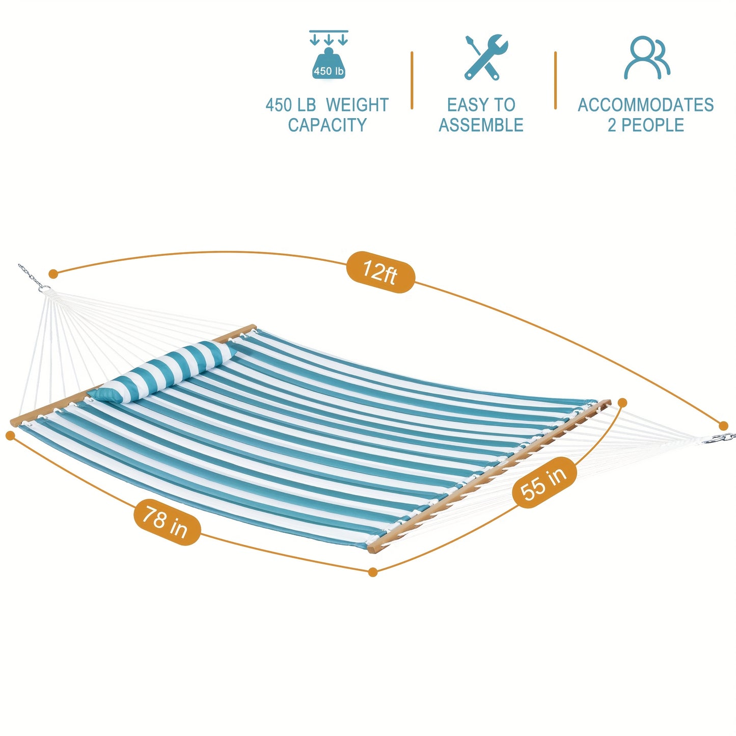 QUILTFLOW – Double Quilted Hammock for Patio & Poolside Comfort
