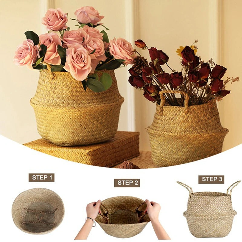 EARTHWEAVE – Panier de rangement tressé en herbe marine