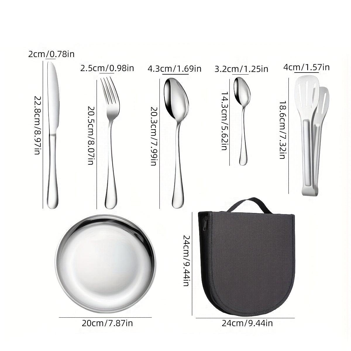 TREKDINE – Portable Food Tongs & Plates Travel Set