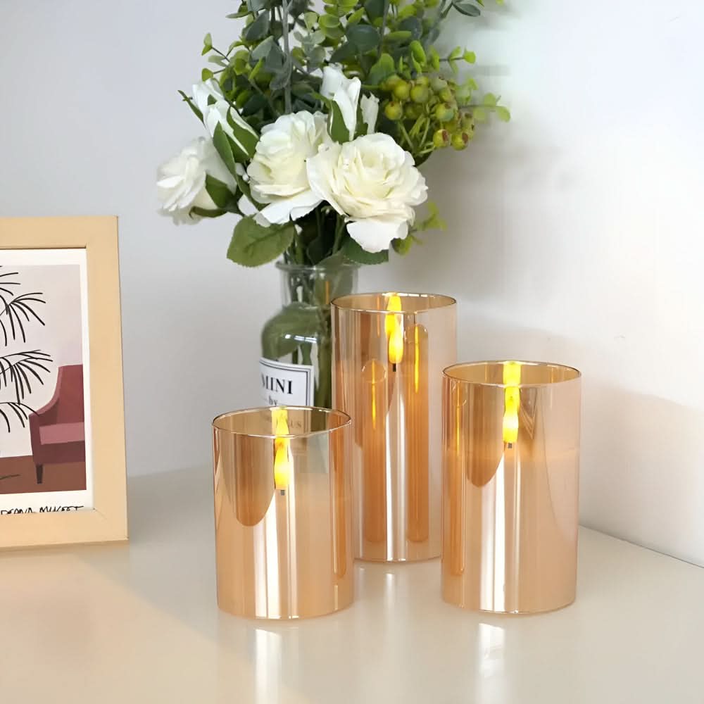 FLAMORIA – Lot de bougies sans flamme pour une lueur chaleureuse réaliste