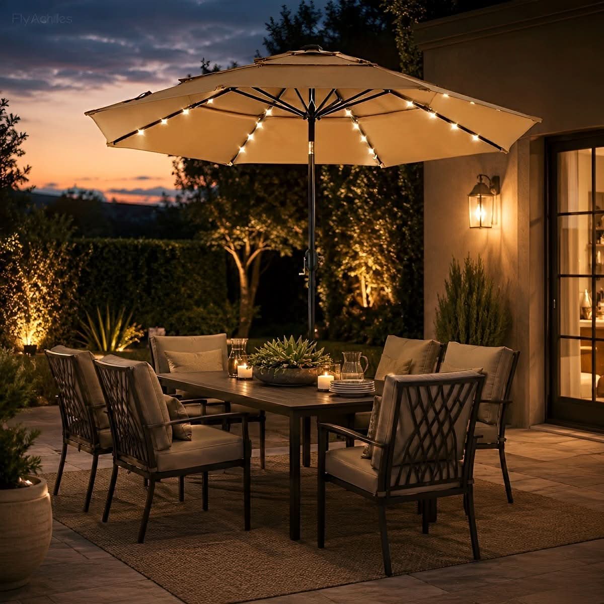 SUNSETCANOPY – Rotatable Patio Umbrella for Elegant Outdoor Shade