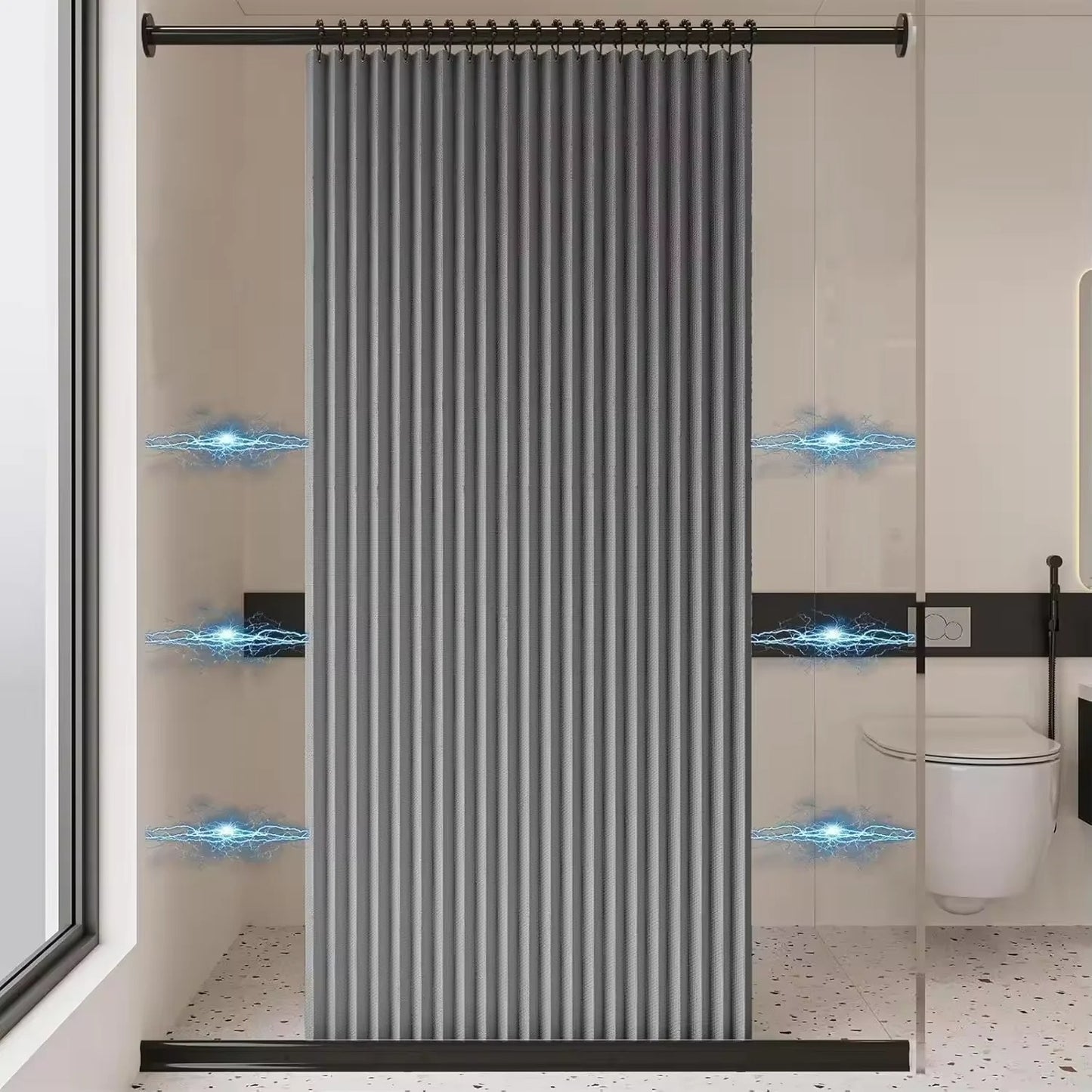 FLEXICURVE – Magnetic Foldable Shower Curtain for Walk-In Bathrooms