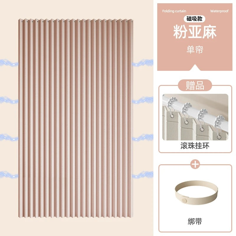 CURVASHIELD – Foldable Magnetic Accordion Shower Curtain Waterproof Design