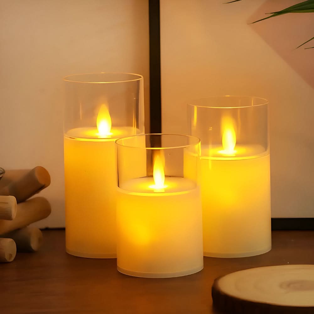 FLAMORIA – Lot de bougies sans flamme pour une lueur chaleureuse réaliste