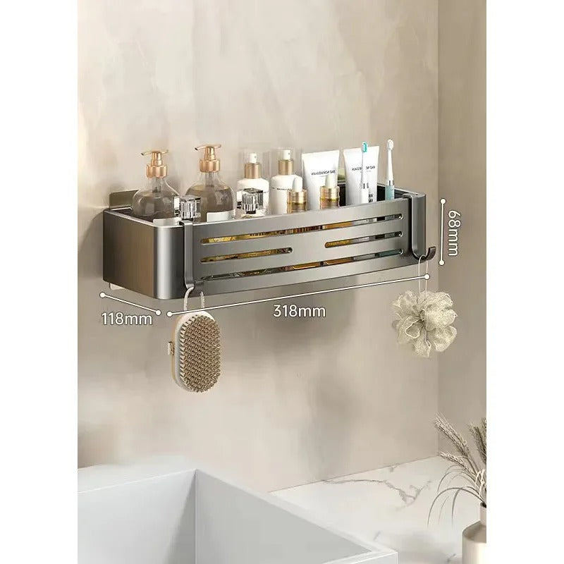 ALUMORA – Organisateur d’étagère de salle de bain en aluminium auto-adhésif