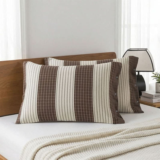 CHECKBELLE – Taies d’oreiller à rayures pour une décoration de lit élégante