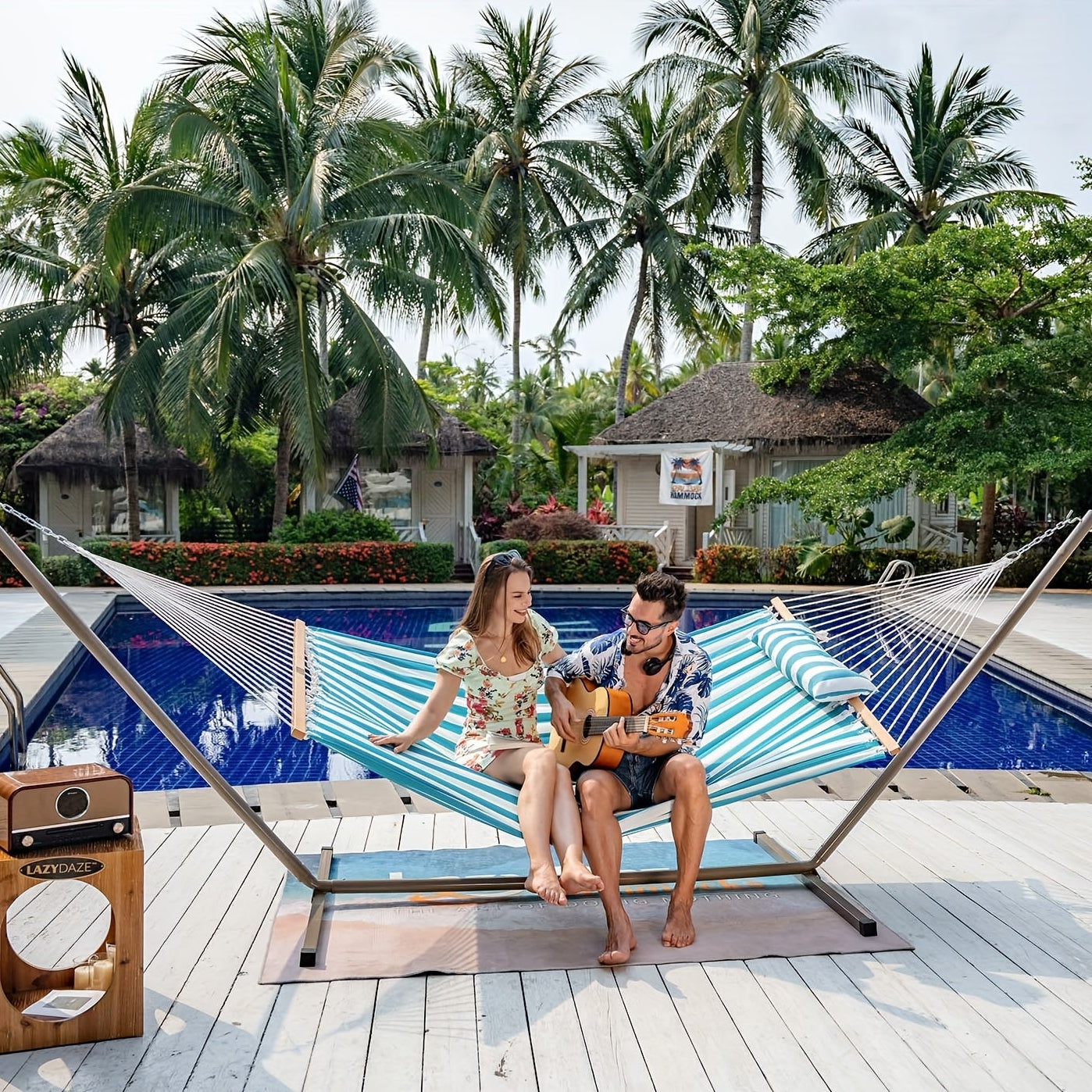 QUILTFLOW – Double Quilted Hammock for Patio & Poolside Comfort