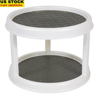 2-Tier Nonskid Turntable Spice Rack Organizer - 360-Degree Spice Storage Solution 0