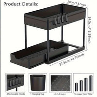 2-Tier Under Sink Organizer with Sliding Baskets & Hooks for Kitchen and Bathroom Storage 6