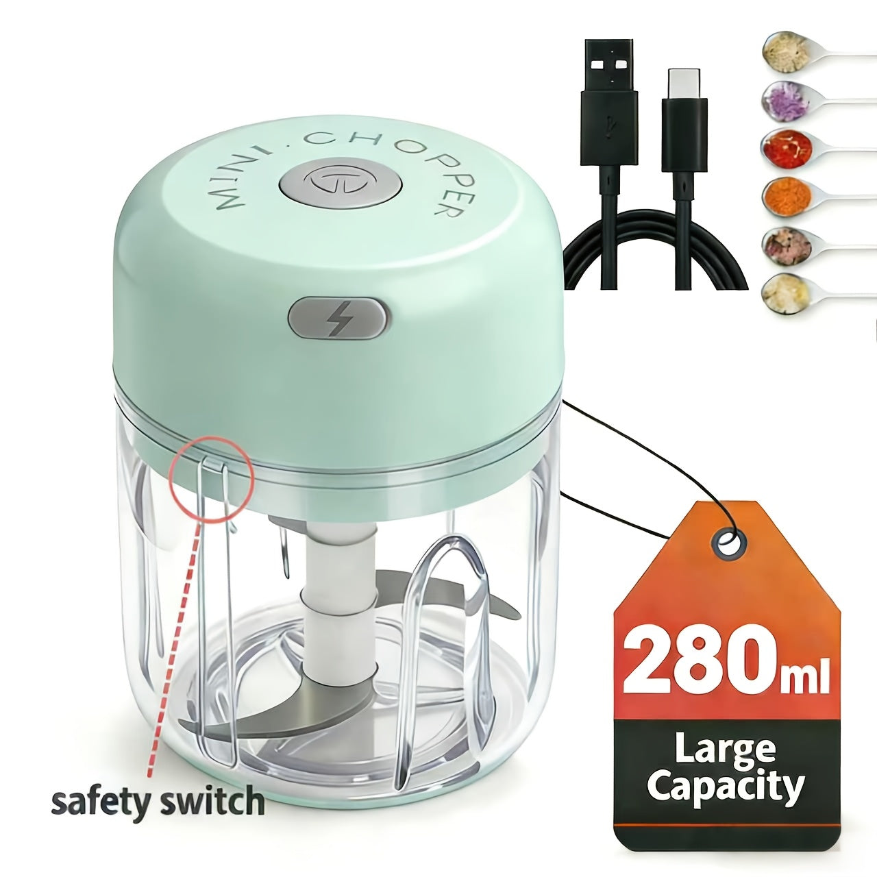 CHOPTRON – Mini hachoir électrique rechargeable par USB
